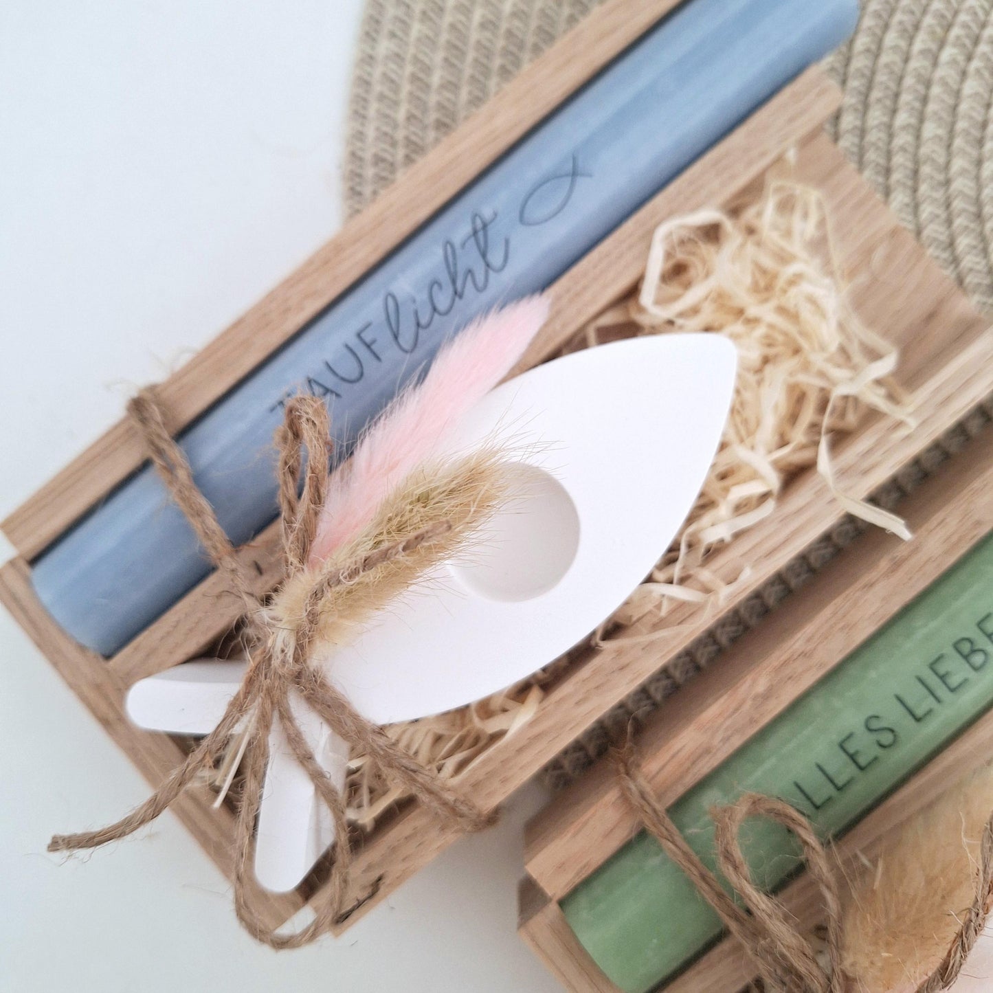 Taufe Taufgeschenk  mit Kerzenhalter Fisch Geschenkset für Mädchen und Jungen zur heiligen Taufe
