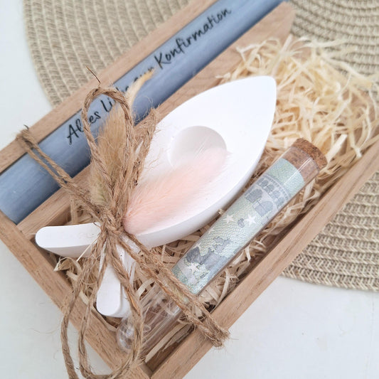 Konfirmation Geldgeschenk Konfirmationsgeschenk mit Kerzenhalter Fisch Geschenkset für Jungen und Mädchen Konfirmationskerze Kerzenset