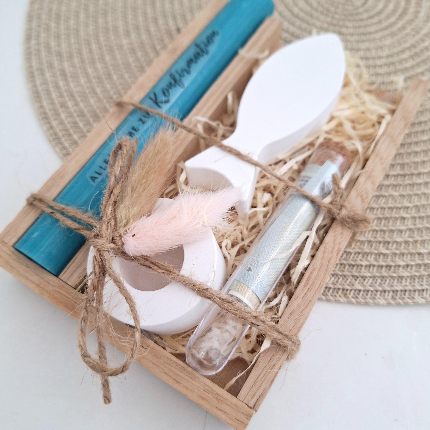 Konfirmation Geldgeschenk Konfirmationsgeschenk mit einem Fisch (Var 2) Kerzenhalter rund Geschenkset für Jungen Mädchen Konfirmationskerze