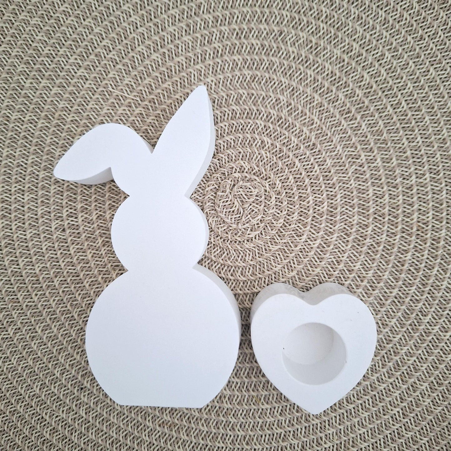 Ostern Geschenkset Ostergeschenk Hase mit Knickohr Kerzenhalter Herz Kerzenset Stabkerze Kerzenbox Holzbox Mitbringsel
