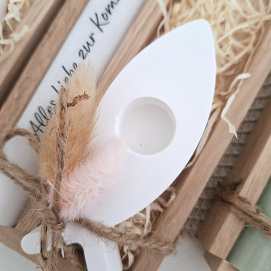 Kommunion Kommunionsgeschenk Geschenkset Kerzenhalter Fisch Geschenkset für Jungen und Mädchen Kommunionskerze Kerzenset Stabkerze