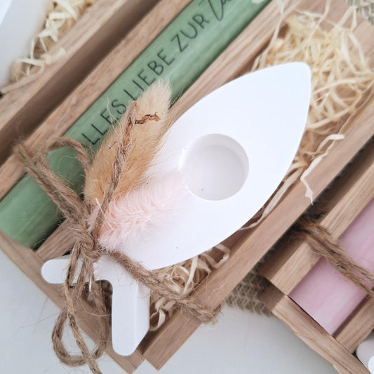 Taufe Taufgeschenk  mit Kerzenhalter Fisch Geschenkset für Mädchen und Jungen zur heiligen Taufe