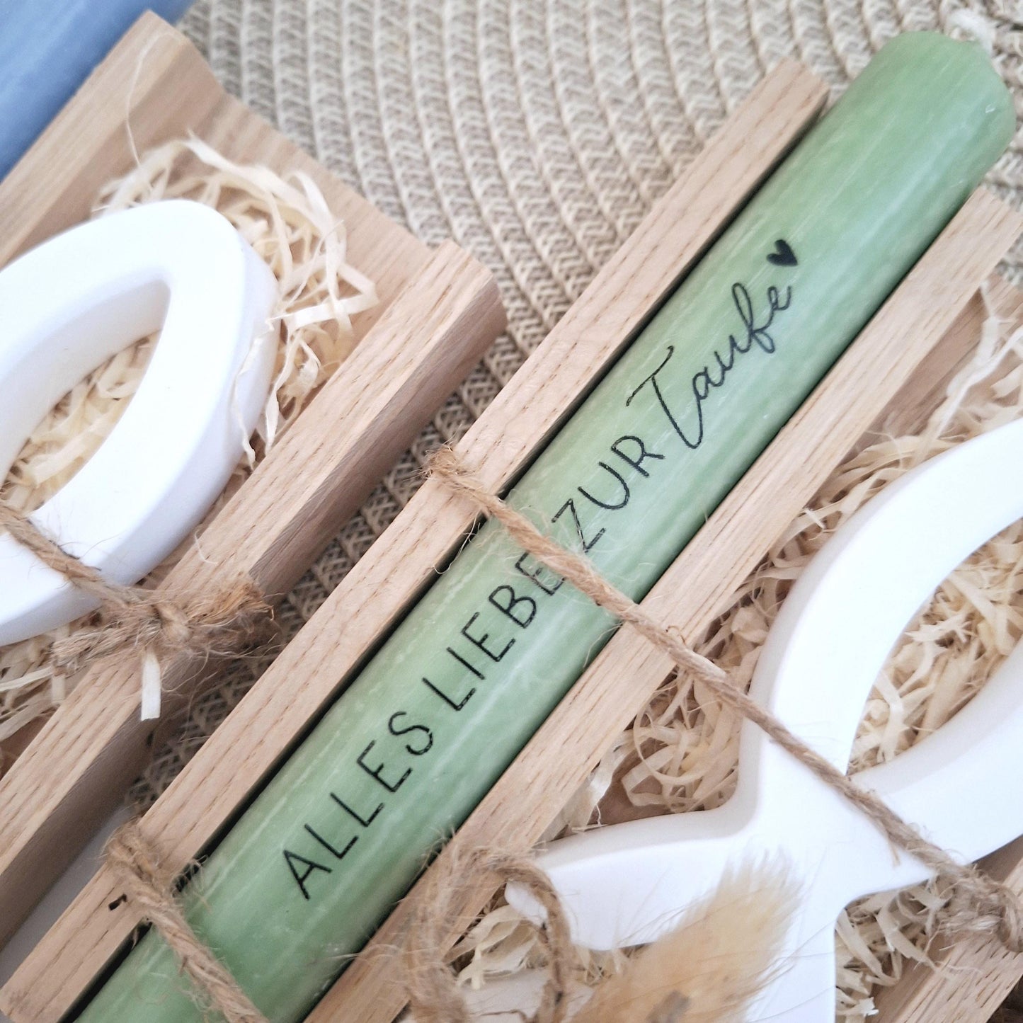 Taufe Taufgeschenk Fisch Variante 1 und Kerzenhalter rund Geschenkset für Mädchen und Jungen zur heiligen Taufe