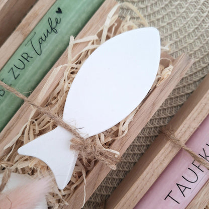 Taufe Taufgeschenk Fisch Variante 2 und Kerzenhalter rund Geschenkset für Mädchen und Jungen zur heiligen Taufe