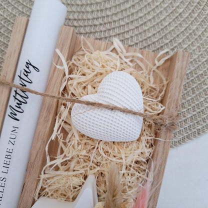 Muttertag Muttertagsgeschenk Dekoherz Kerzenhalter Stern Kerzenset für Mama Geschenkset Stabkerze Kerzenbox Holzbox Mitbringsel