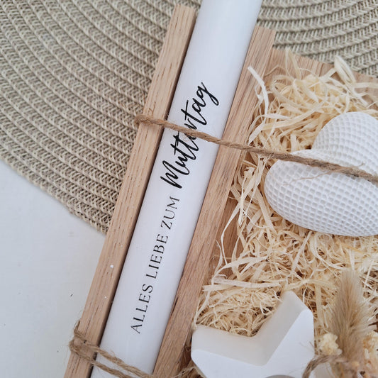 Muttertag Muttertagsgeschenk Dekoherz Kerzenhalter Stern Kerzenset für Mama Geschenkset Stabkerze Kerzenbox Holzbox Mitbringsel