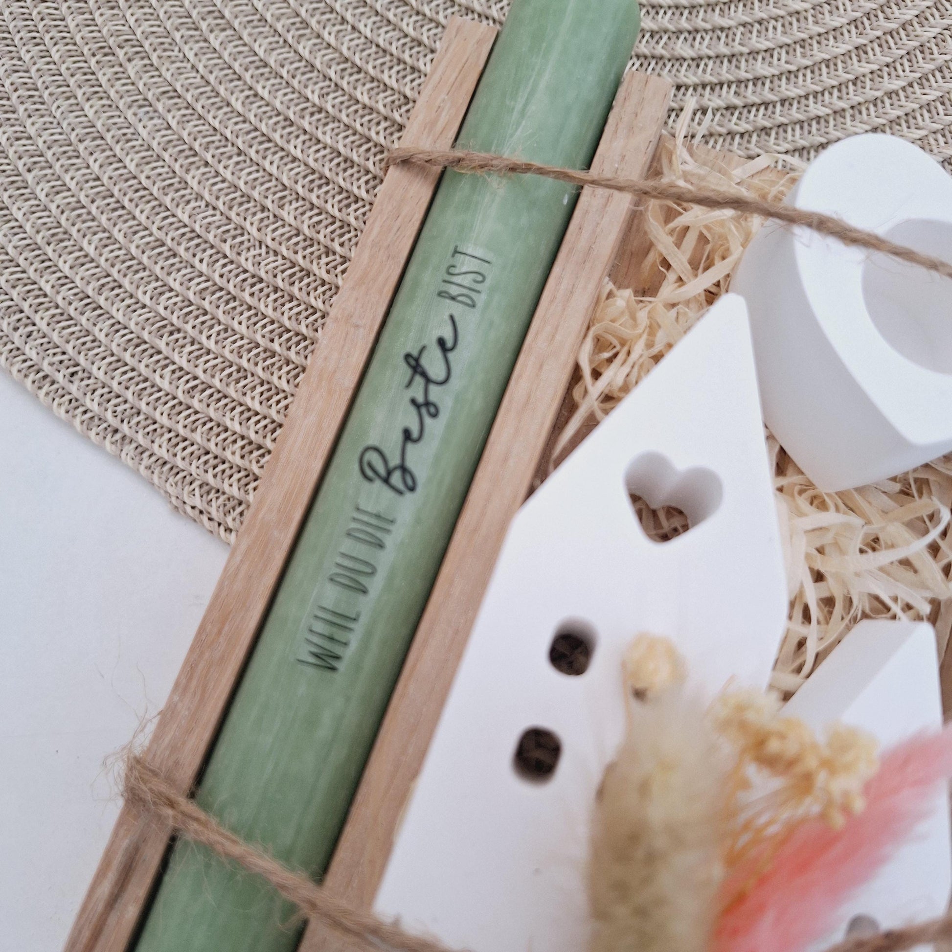 Muttertag Muttertagsgeschenk Häuser / Lichthäuser Kerzenhalter Herz Kerzenset für Mama Geschenkset Stabkerze Kerzenbox Holzbox Mitbringsel