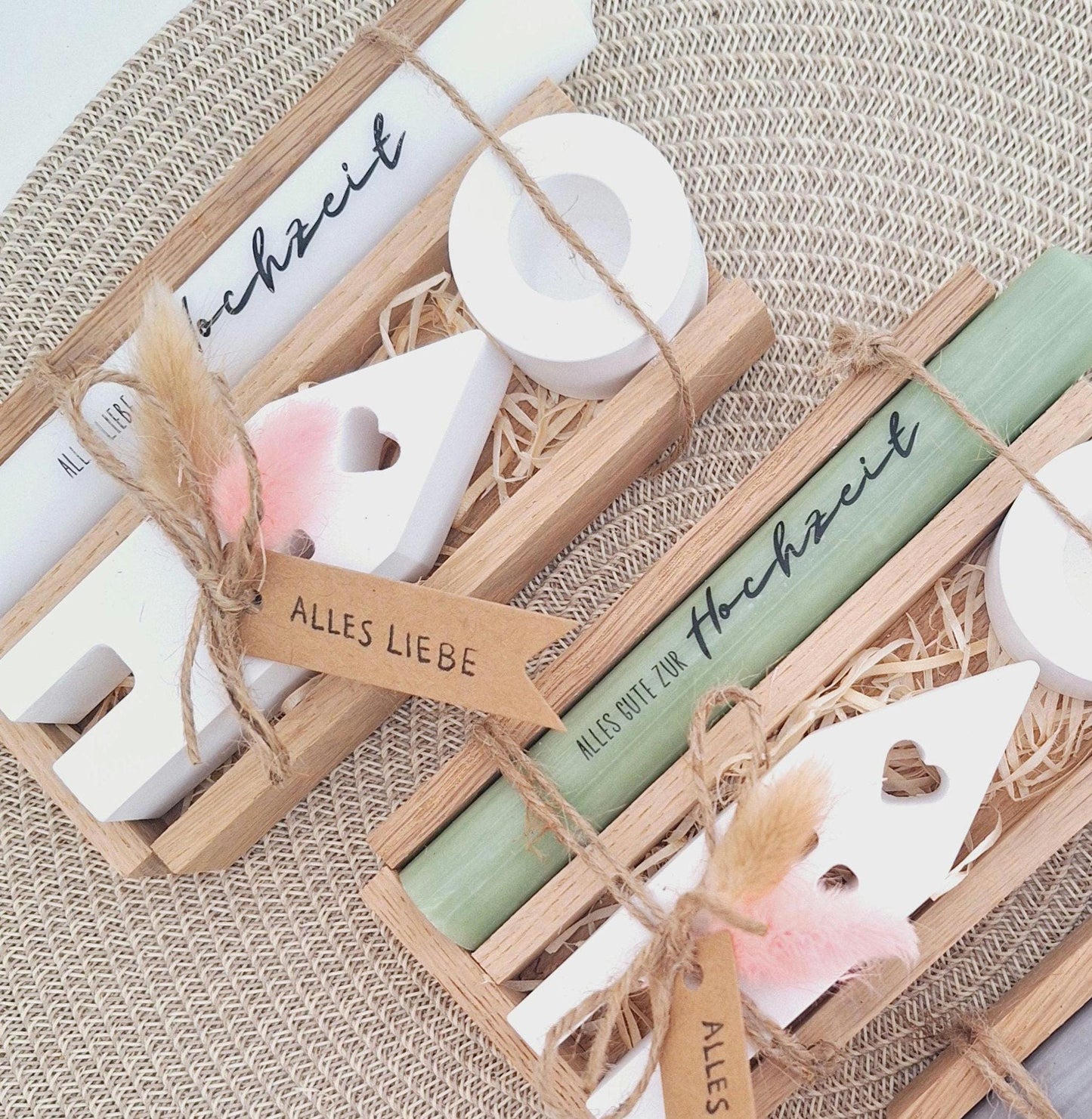 Hochzeit Hochzeitsgeschenk Haus / Lichthaus Kerze Kerzenset Kerzenhalter Stabkerze Kerze mit Kerzenbox Holzbox Mitbringsel