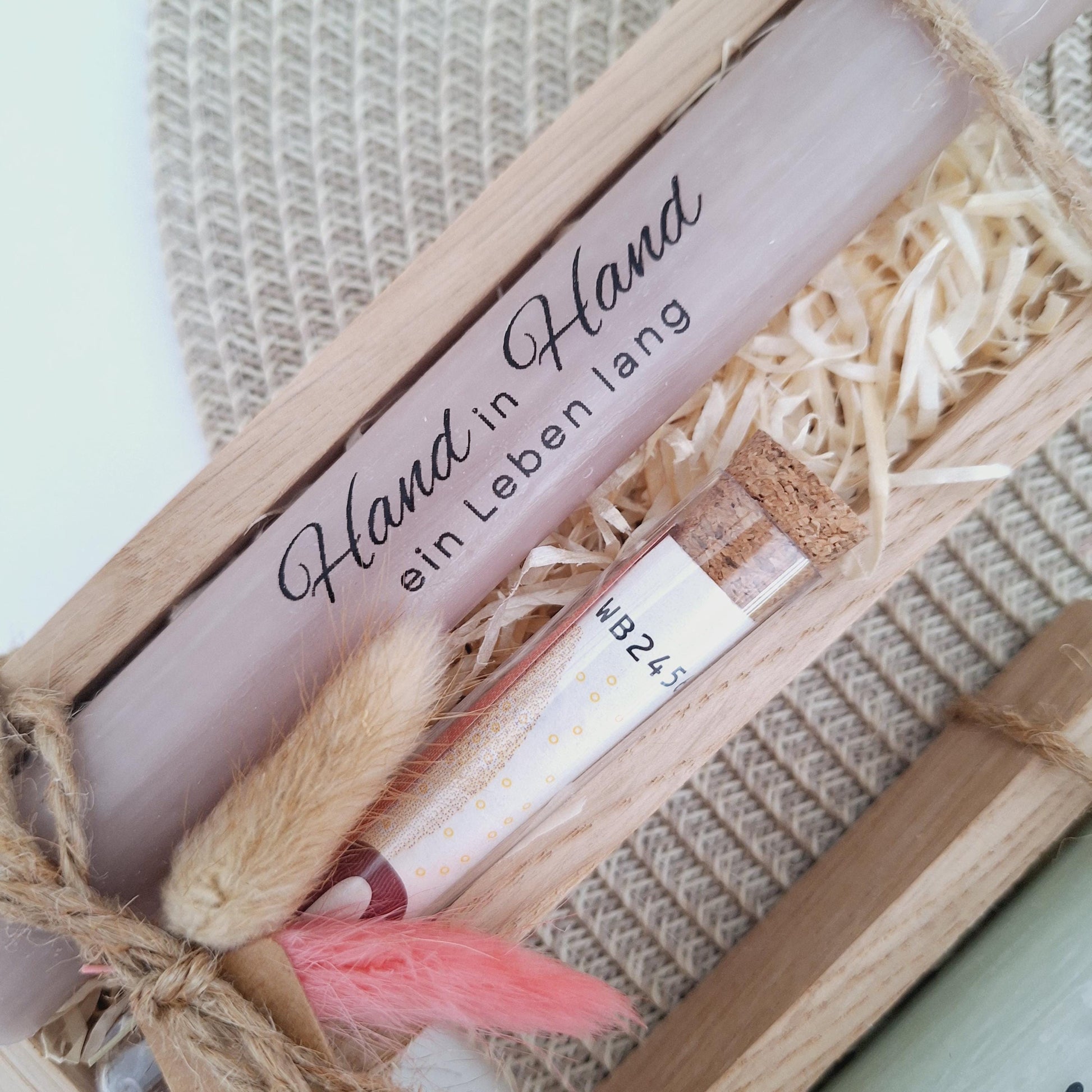 Hochzeit Geldgeschenk Reagenzglas Hochzeitskerze Hochzeitsgeschenk Geschenkset Gutschein Kerzenset Stabkerze Kerzenbox Holzbox Brautpaar