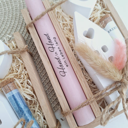 Silberhochzeit Geldgeschenk Silberhochzeitsgeschenk Haus / Lichthaus Kerzenhalter Herz Geschenkset Gutschein Kerzenset Stabkerze Kerzenbox