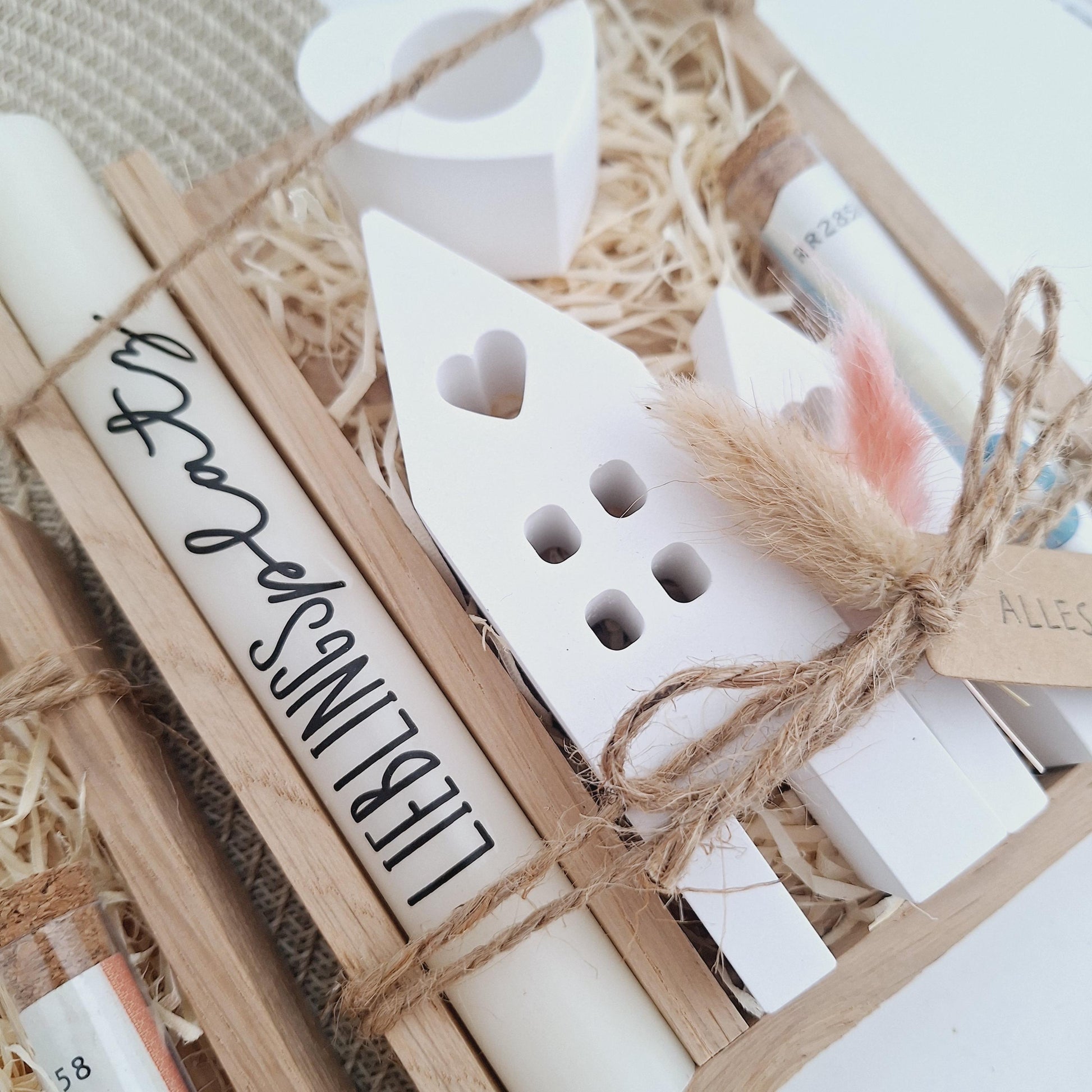 Einzugsgeschenk Geldgeschenk Einweihungsgeschenk Geschenkset zum Umzug Einzug Häuser / Lichthäuser Kerzenhalter Herz zum Hauskauf Richtfest