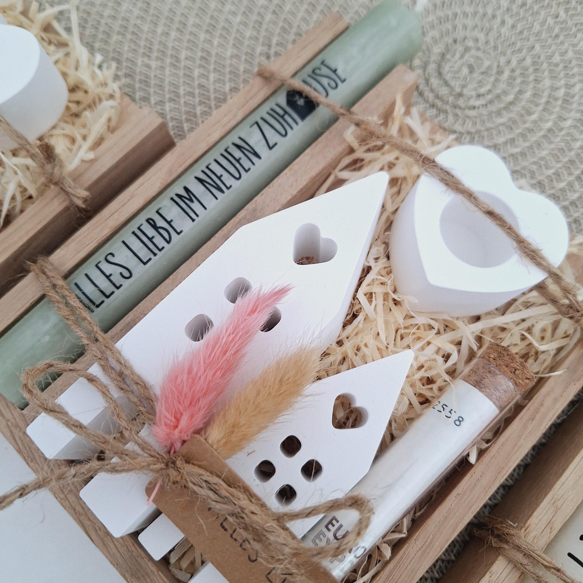 Einzugsgeschenk Geldgeschenk Einweihungsgeschenk Geschenkset zum Umzug Einzug Häuser / Lichthäuser Kerzenhalter Herz zum Hauskauf Richtfest