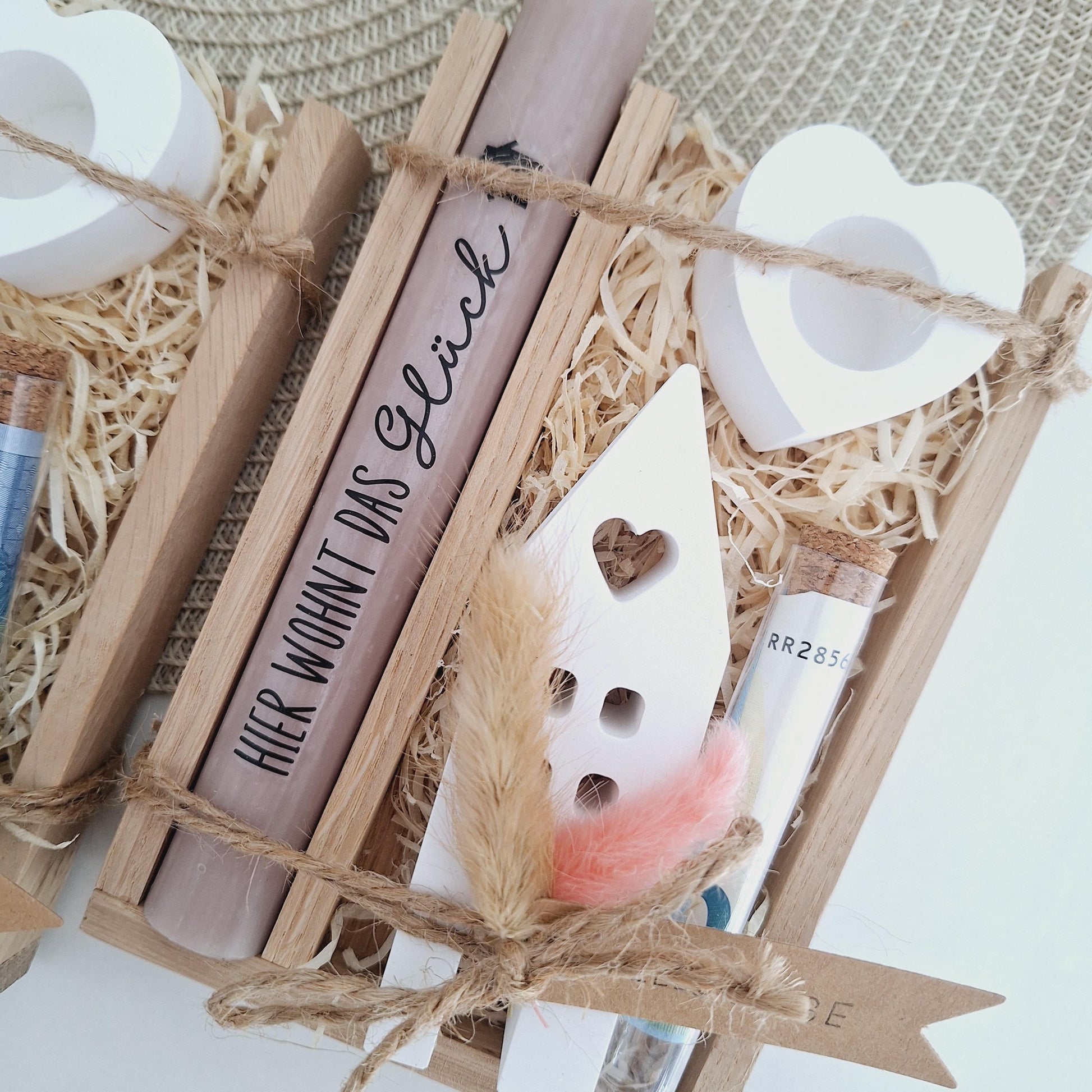 Einzugsgeschenk Geldgeschenk Einweihungsgeschenk Geschenkset zum Umzug Einzug Haus / Lichthaus Kerzenhalter Herz Hauskauf Richtfest Wohnung