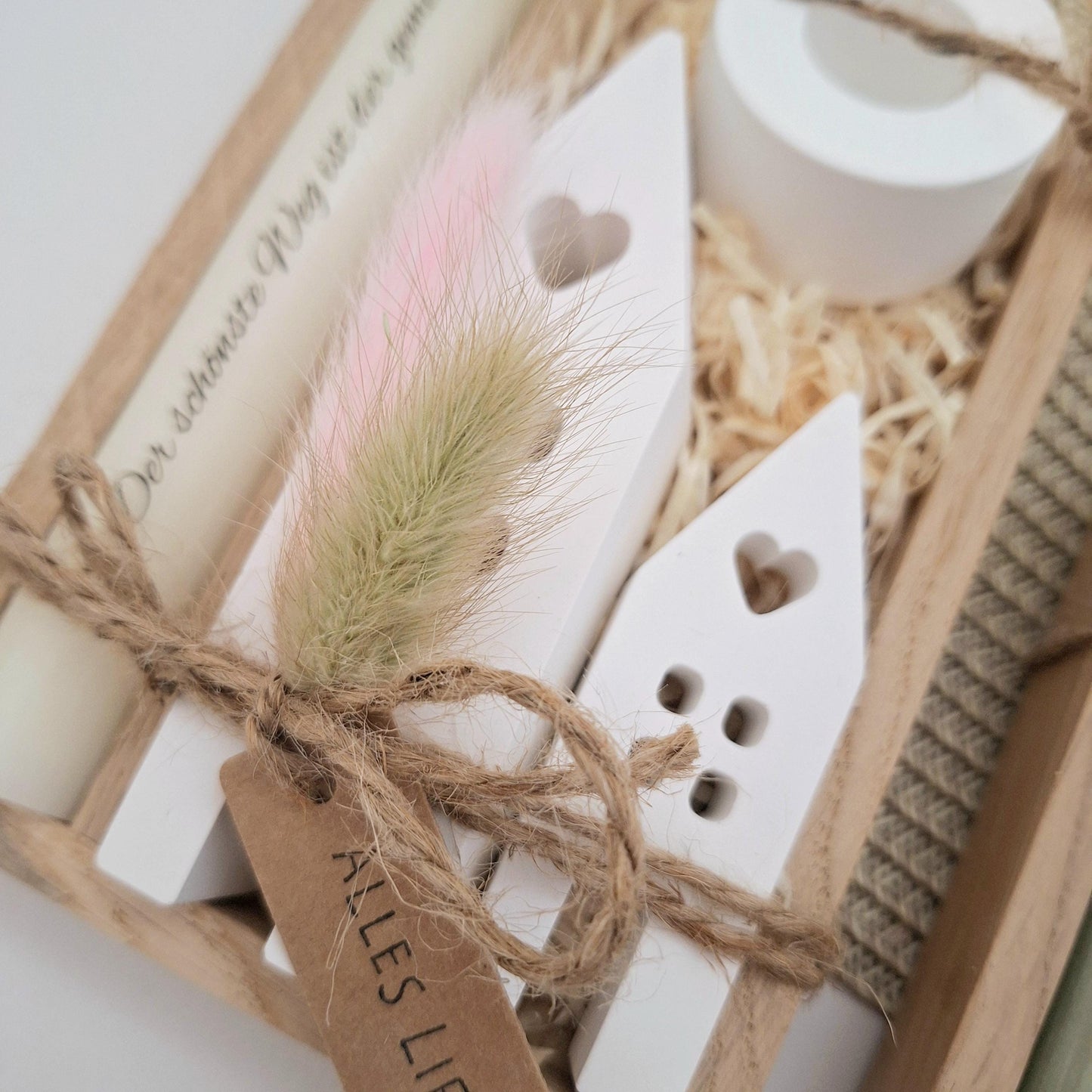 Goldene Hochzeit Geschenk zum 50. Hochzeitstag Häuser / Lichthäuser Kerzenhalter rund Stabkerze Kerzenbox Holzbox Mitbringsel