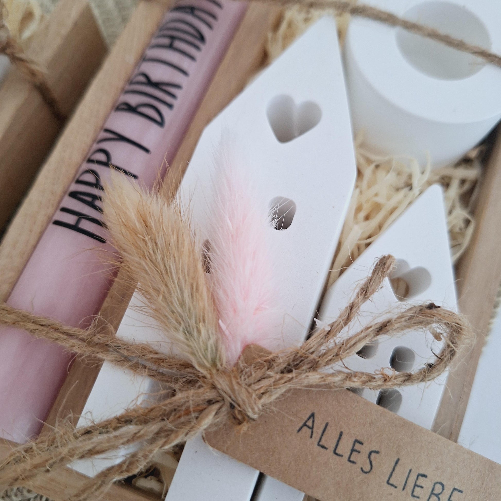 Geburtstag Geburtstagsgeschenk Häuser / Lichthäuser Kerzenhalter rund Stabkerze Kerzenbox Holzbox Mitbringsel