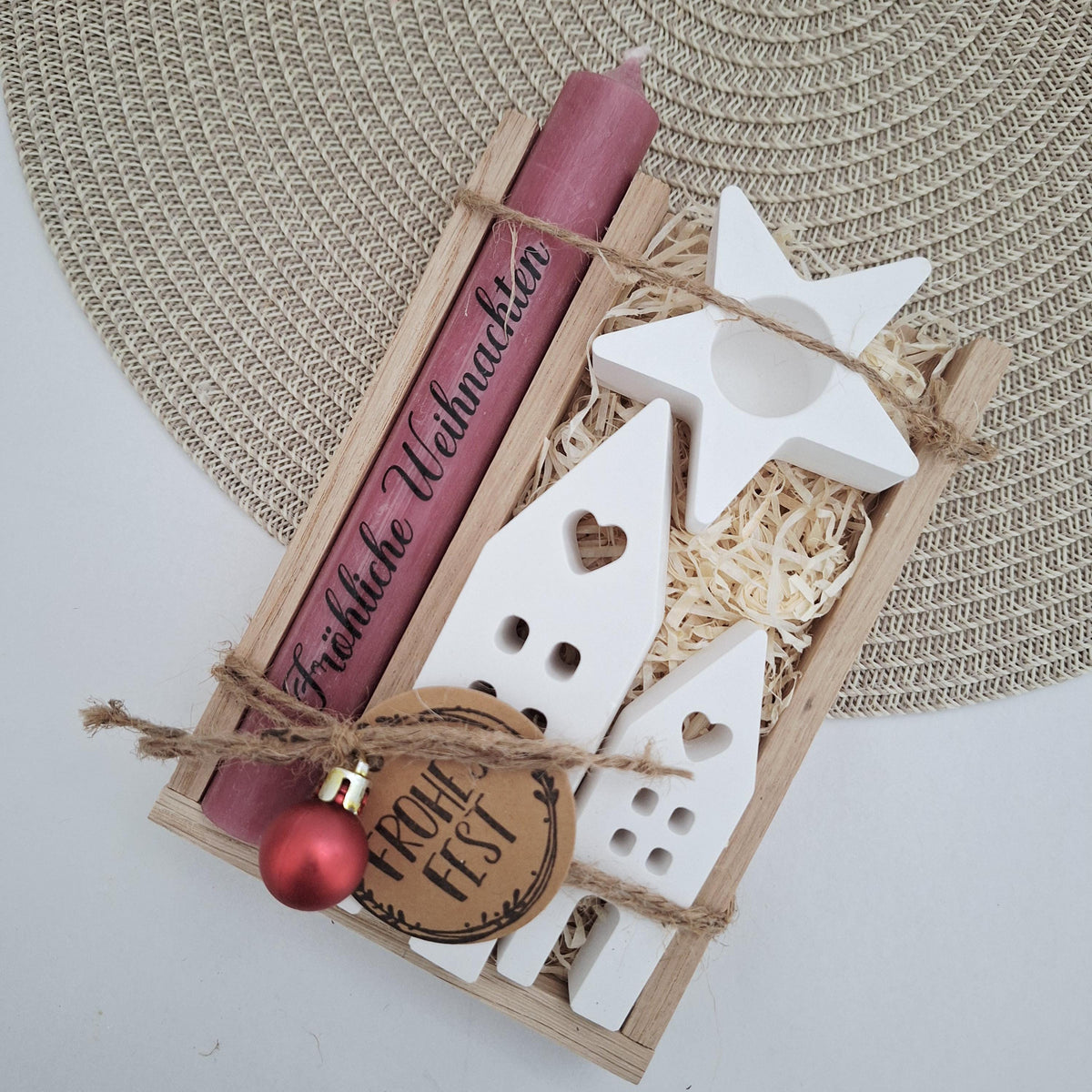 Weihnachten Geschenkset Weihnachtsgeschenk Häuser / Lichthäuser Kerzenhalter Stern Wichtelgeschenk Kerzenset Wichteln Nikolaus Advent
