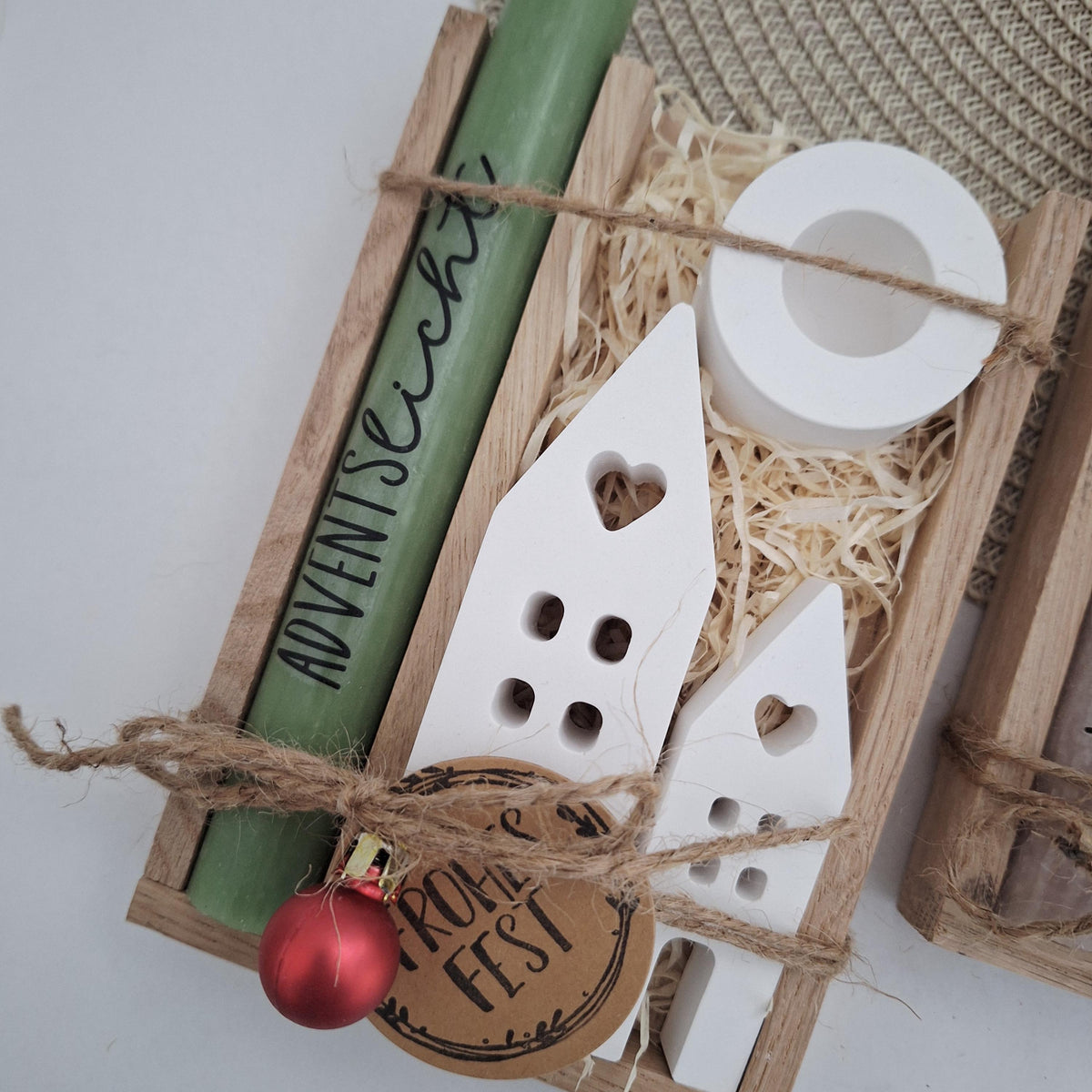 Weihnachten Geschenkset Weihnachtsgeschenk Häuser / Lichthäuser Kerzenhalter rund Wichtelgeschenk Kerzenset Wichteln Nikolaus Advent