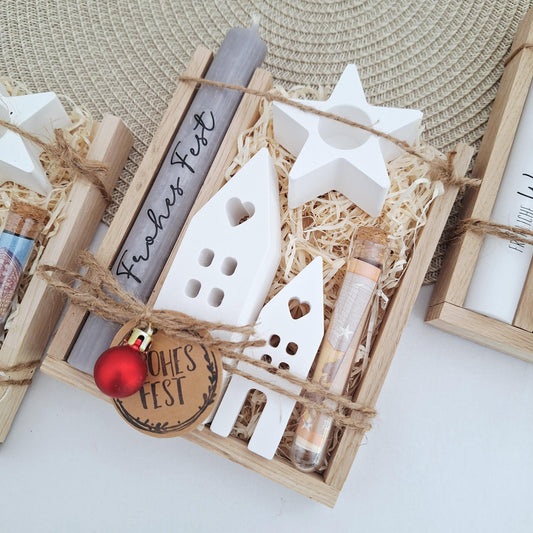 Weihnachten Geldgeschenk Geschenkset Weihnachtsgeschenk Häuser / Lichthäuser Kerzenhalter Stern Wichtelgeschenk Kerzenset Nikolaus Advent