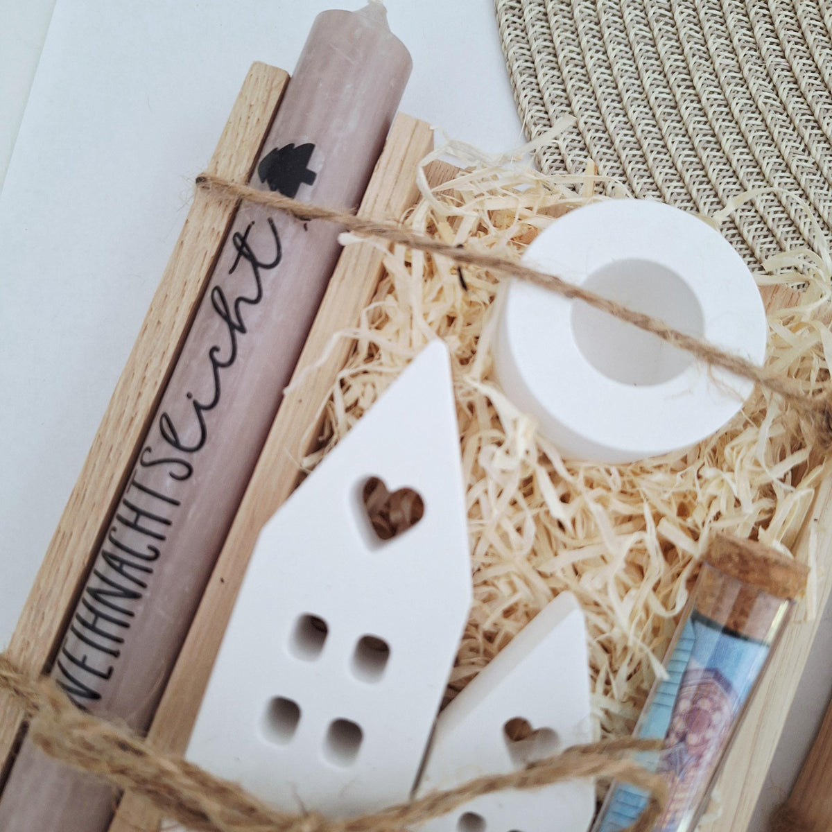 Weihnachten Geldgeschenk Geschenkset Weihnachtsgeschenk Häuser / Lichthäuser Kerzenhalter rund Wichtelgeschenk Kerzenset Nikolaus Advent