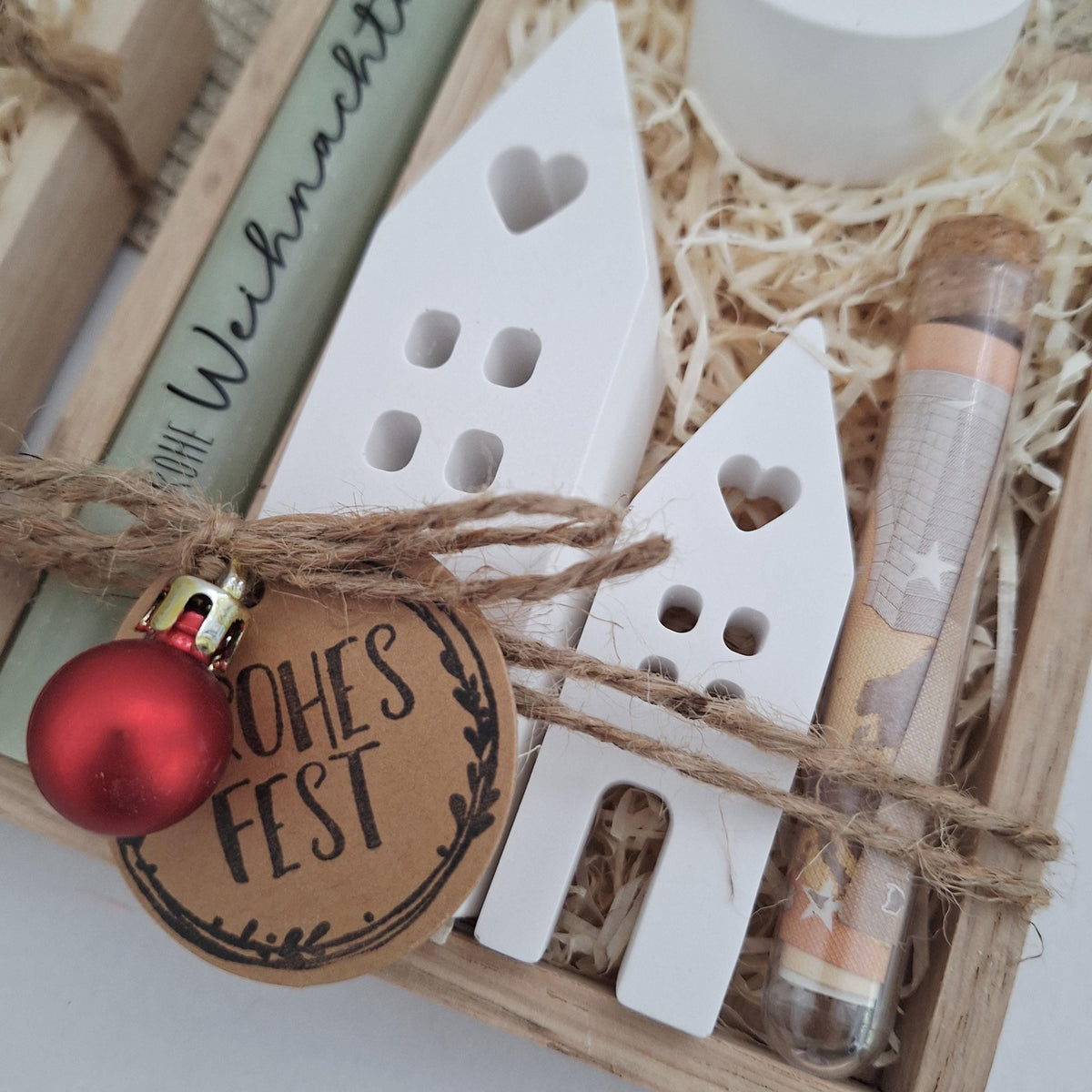 Weihnachten Geldgeschenk Geschenkset Weihnachtsgeschenk Häuser / Lichthäuser Kerzenhalter rund Wichtelgeschenk Kerzenset Nikolaus Advent