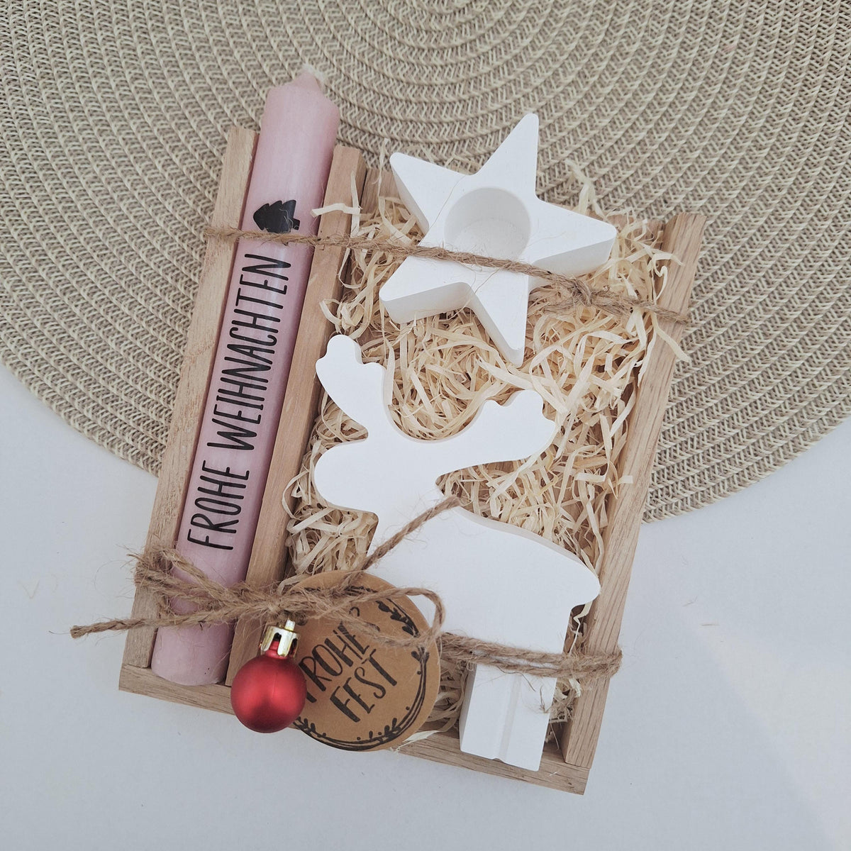Weihnachten Geschenkset Weihnachtsgeschenk Elch Rentier Kerzenhalter Stern Wichtelgeschenk Kerzenset Wichteln Nikolaus Advent