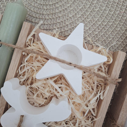 Weihnachten Geschenkset Weihnachtsgeschenk Elch Rentier Kerzenhalter Stern Wichtelgeschenk Kerzenset Wichteln Nikolaus Advent