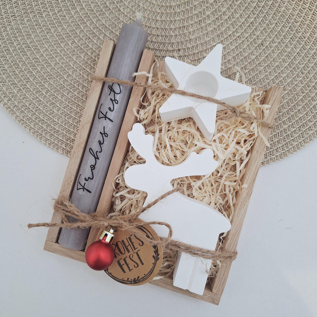Weihnachten Geschenkset Weihnachtsgeschenk Elch Rentier Kerzenhalter Stern Wichtelgeschenk Kerzenset Wichteln Nikolaus Advent