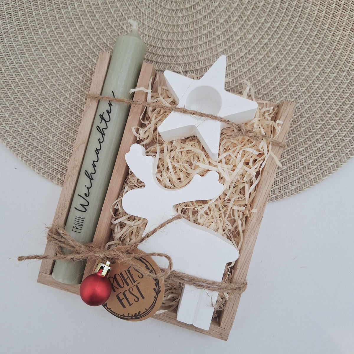 Weihnachten Geschenkset Weihnachtsgeschenk Elch Rentier Kerzenhalter Stern Wichtelgeschenk Kerzenset Wichteln Nikolaus Advent