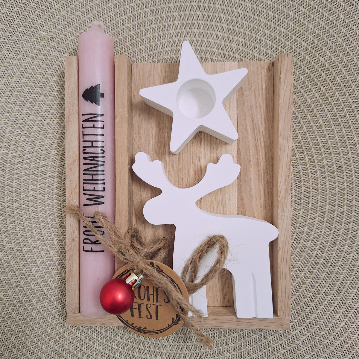 Weihnachten Geschenkset Weihnachtsgeschenk Elch Rentier Kerzenhalter Stern Wichtelgeschenk Kerzenset Wichteln Nikolaus Advent
