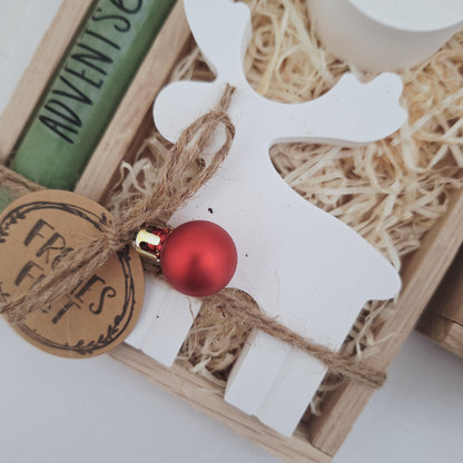 Weihnachten Geschenkset Weihnachtsgeschenk Elch Rentier Kerzenhalter rund Wichtelgeschenk Kerzenset Wichteln Nikolaus Advent