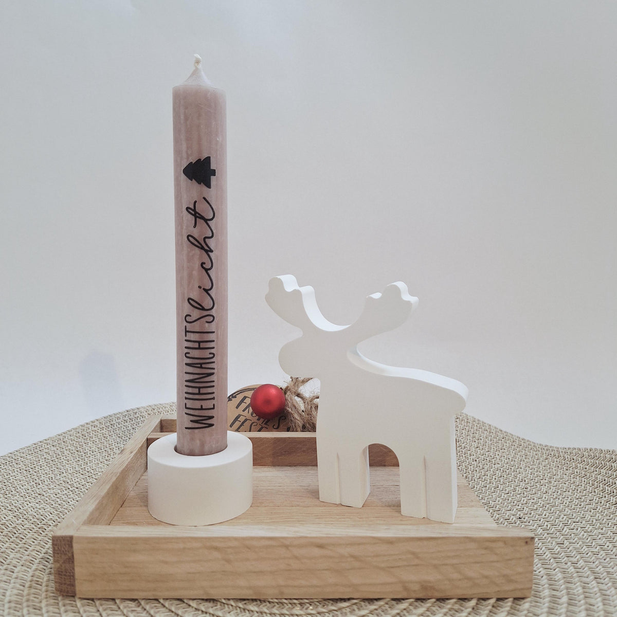 Weihnachten Geschenkset Weihnachtsgeschenk Elch Rentier Kerzenhalter rund Wichtelgeschenk Kerzenset Wichteln Nikolaus Advent