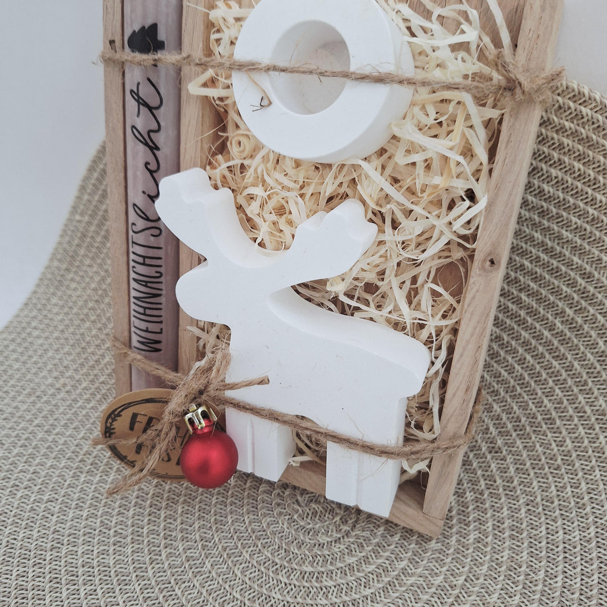 Weihnachten Geschenkset Weihnachtsgeschenk Elch Rentier Kerzenhalter rund Wichtelgeschenk Kerzenset Wichteln Nikolaus Advent