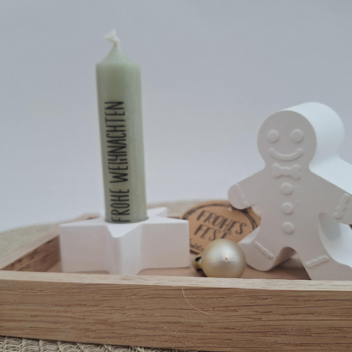 Weihnachten Geschenkset Weihnachtsgeschenk Lebkuchenmann Kerzenhalter Stern kleine Kerze Wichtelgeschenk Kerzenset Wichteln Nikolaus Advent