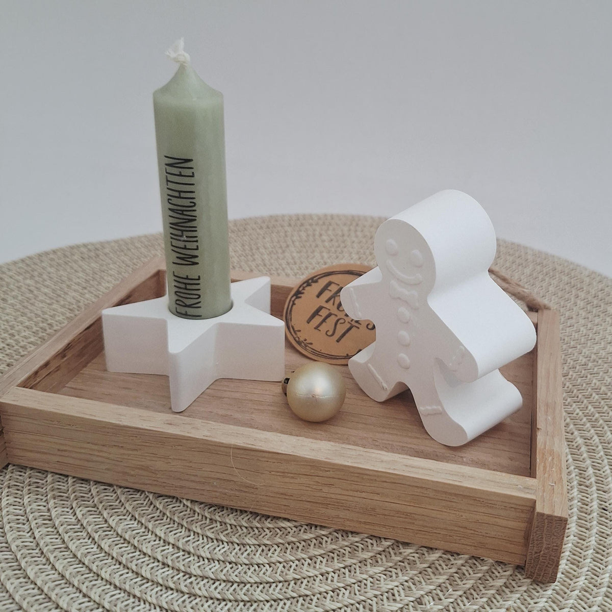 Weihnachten Geschenkset Weihnachtsgeschenk Lebkuchenmann Kerzenhalter Stern kleine Kerze Wichtelgeschenk Kerzenset Wichteln Nikolaus Advent