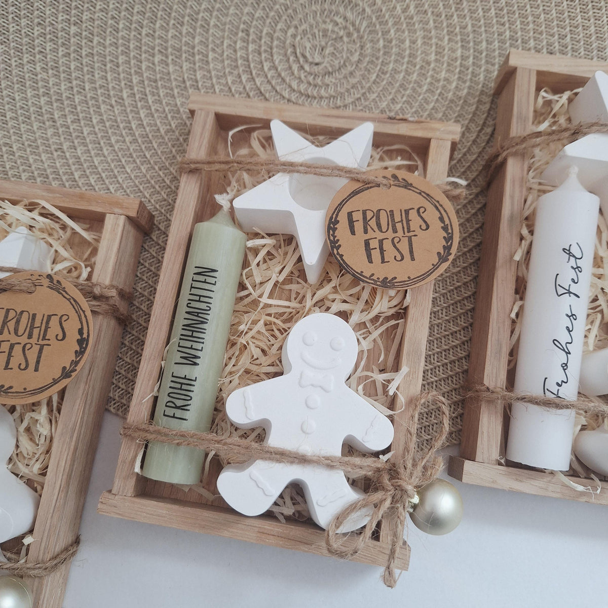 Weihnachten Geschenkset Weihnachtsgeschenk Lebkuchenmann Kerzenhalter Stern kleine Kerze Wichtelgeschenk Kerzenset Wichteln Nikolaus Advent