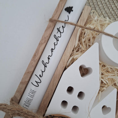 Weihnachten Geschenkset Weihnachtsgeschenk Häuser / Lichthäuser Kerzenhalter rund Wichtelgeschenk Kerzenset Wichteln Nikolaus Advent