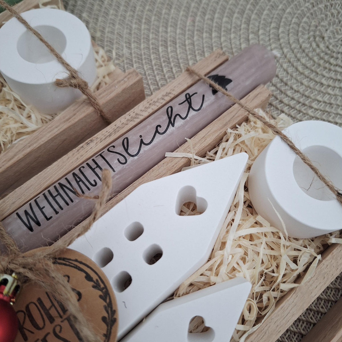 Weihnachten Geschenkset Weihnachtsgeschenk Häuser / Lichthäuser Kerzenhalter rund Wichtelgeschenk Kerzenset Wichteln Nikolaus Advent