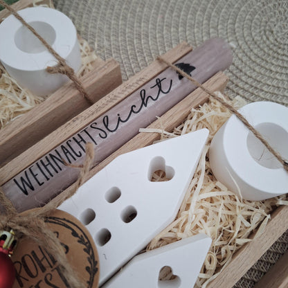 Weihnachten Geschenkset Weihnachtsgeschenk Häuser / Lichthäuser Kerzenhalter rund Wichtelgeschenk Kerzenset Wichteln Nikolaus Advent