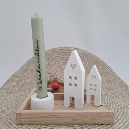 Weihnachten Geschenkset Weihnachtsgeschenk Häuser / Lichthäuser Kerzenhalter rund Wichtelgeschenk Kerzenset Wichteln Nikolaus Advent