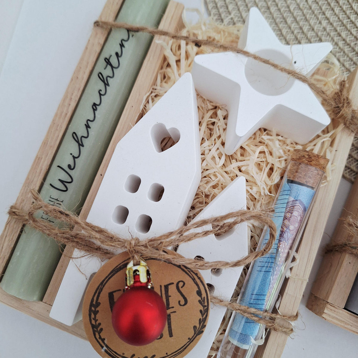 Weihnachten Geldgeschenk Geschenkset Weihnachtsgeschenk Häuser / Lichthäuser Kerzenhalter Stern Wichtelgeschenk Kerzenset Nikolaus Advent