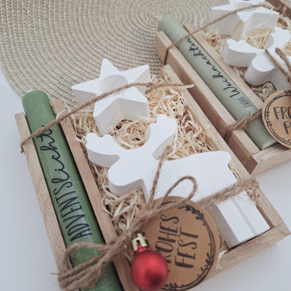 Weihnachten Geschenkset Weihnachtsgeschenk Elch Rentier Kerzenhalter Stern Wichtelgeschenk Kerzenset Wichteln Nikolaus Advent