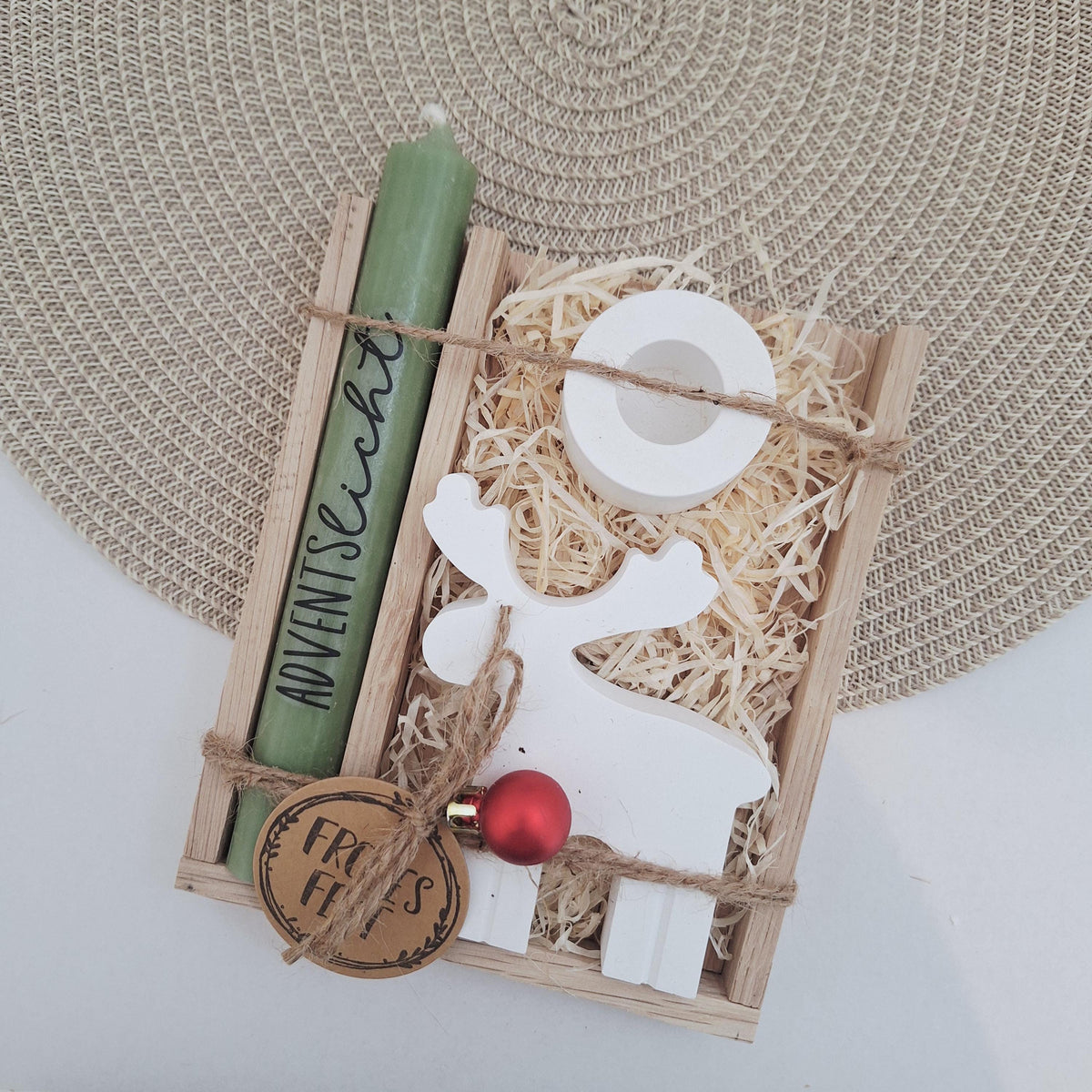 Weihnachten Geschenkset Weihnachtsgeschenk Elch Rentier Kerzenhalter rund Wichtelgeschenk Kerzenset Wichteln Nikolaus Advent