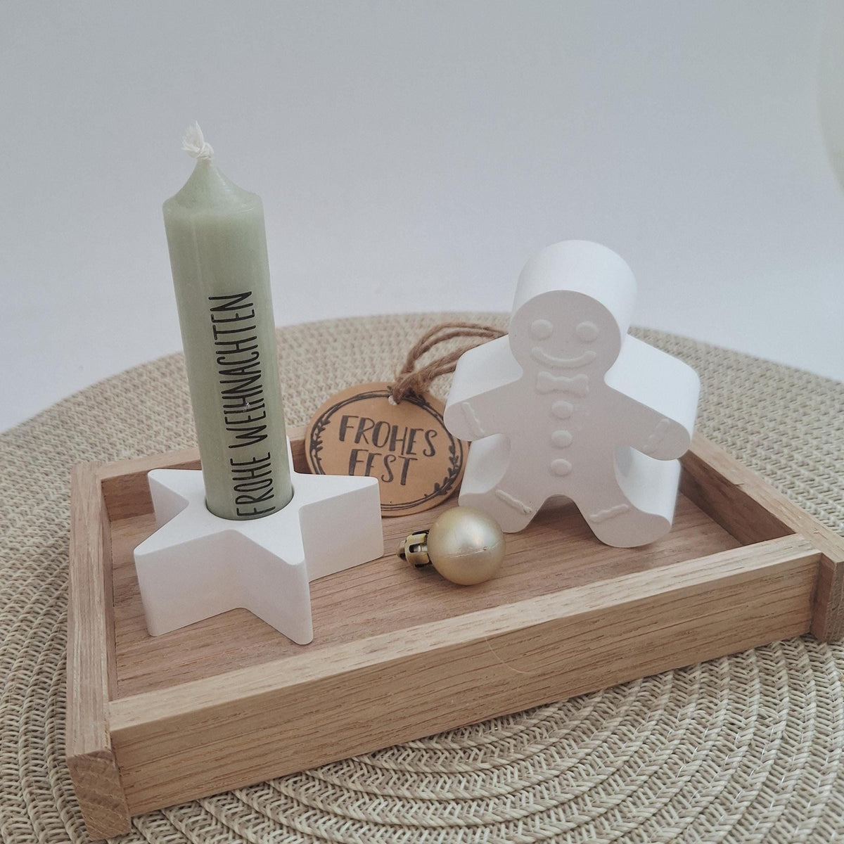 Weihnachten Geschenkset Weihnachtsgeschenk Lebkuchenmann Kerzenhalter Stern kleine Kerze Wichtelgeschenk Kerzenset Wichteln Nikolaus Advent