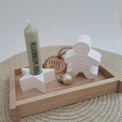 Weihnachten Geschenkset Weihnachtsgeschenk Lebkuchenmann Kerzenhalter Stern kleine Kerze Wichtelgeschenk Kerzenset Wichteln Nikolaus Advent