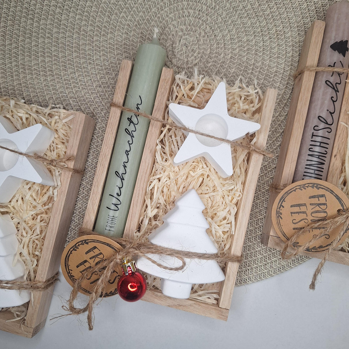 Weihnachten Geschenkset Weihnachtsgeschenk Tannenbaum Kerzenhalter Stern Wichtelgeschenk Kerzenset Wichteln Nikolaus Advent
