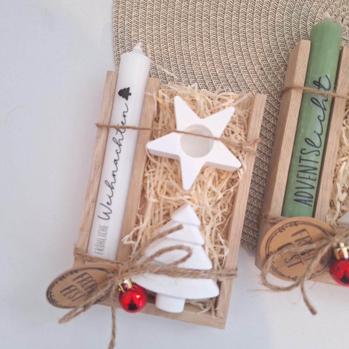 Weihnachten Geschenkset Weihnachtsgeschenk Tannenbaum Kerzenhalter Stern Wichtelgeschenk Kerzenset Wichteln Nikolaus Advent