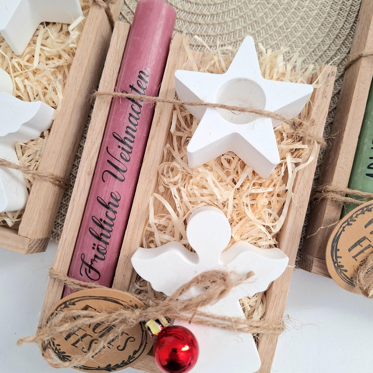 Weihnachten Geschenkset Weihnachtsgeschenk Engel Kerzenhalter Stern Wichtelgeschenk Kerzenset Wichteln Nikolaus Advent