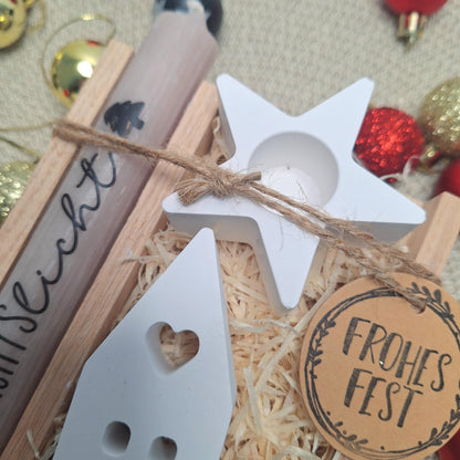Weihnachten Geschenkset Weihnachtsgeschenk Haus / Lichthaus Kerzenhalter Stern Wichtelgeschenk Kerzenset Wichteln Nikolaus Advent