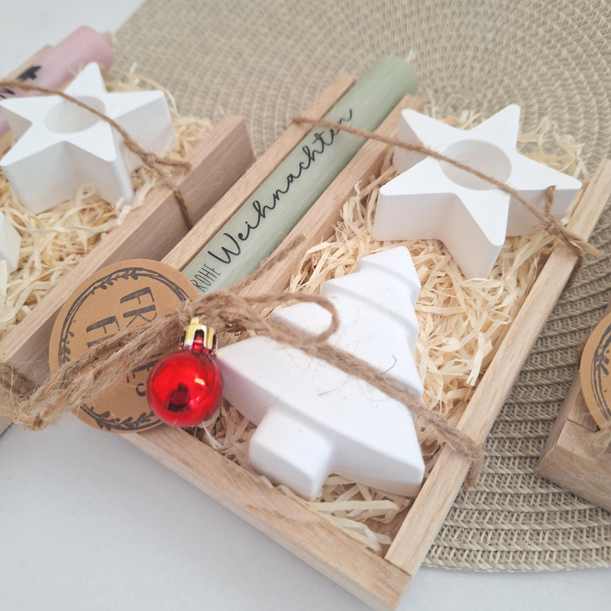 Weihnachten Geschenkset Weihnachtsgeschenk Tannenbaum Kerzenhalter Stern Wichtelgeschenk Kerzenset Wichteln Nikolaus Advent