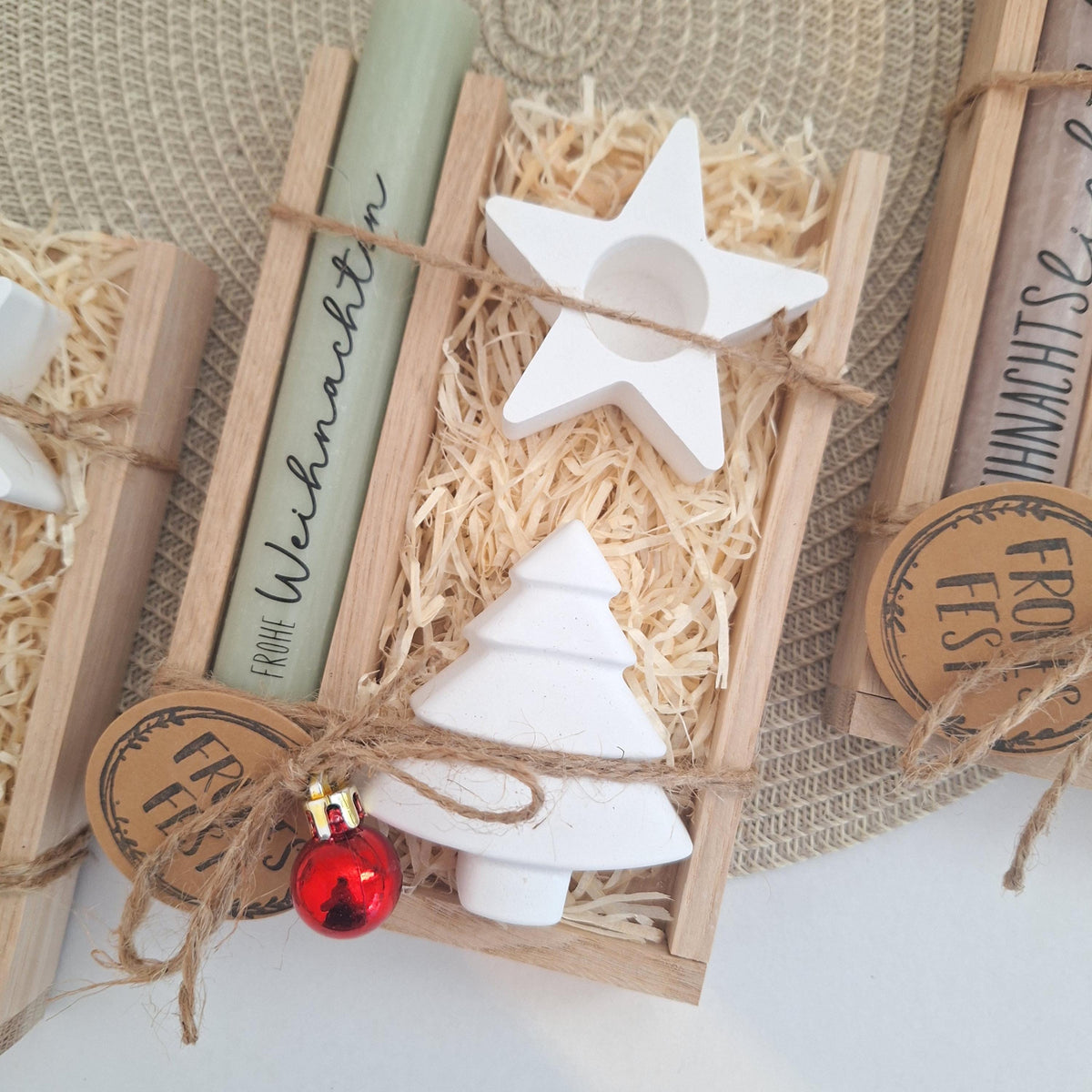 Weihnachten Geschenkset Weihnachtsgeschenk Tannenbaum Kerzenhalter Stern Wichtelgeschenk Kerzenset Wichteln Nikolaus Advent